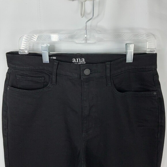 a.n.a. Women's High Rise Skinny Jeans Black Stretch Denim Jeans size 12 Unhemmed - Picture 6 of 10